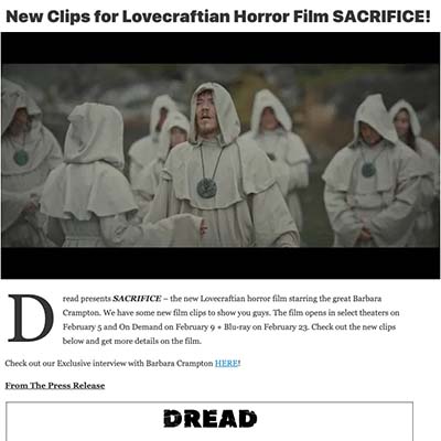 New Clips for Lovecraftian Horror Film SACRIFICE!